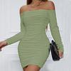 JPNTKY Women's Fashion Summer Spring Solid Color Print Long Sleeve Casual Dresses