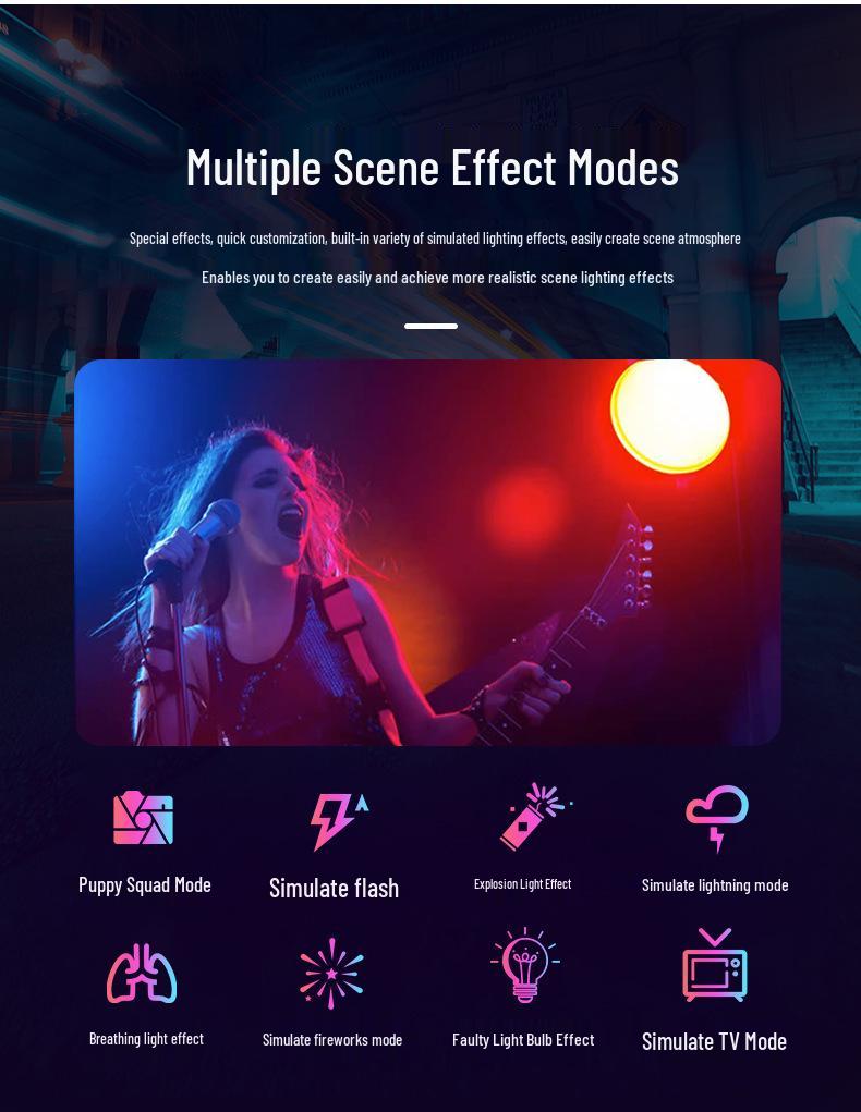 8-Color RGB Studio Fill Light with Wide Temperature Range & Stepless COB Adjustment for Film, TV, and Live Broadcast Atmosphere