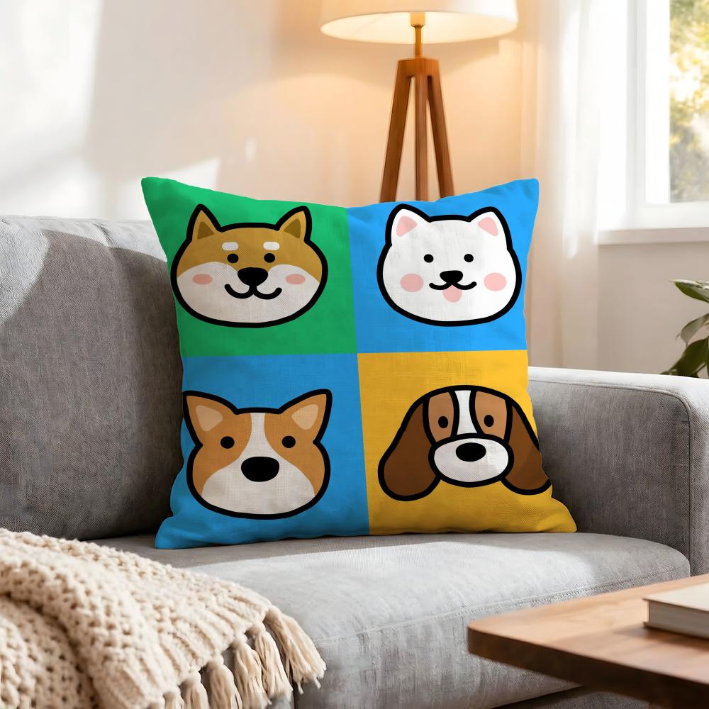 Cartoon Simple Cute Dog Cushion Cover 1Pcs Decorative Covers Soft Cushion Case For Sofa Couch Decor 40X40 45X45 Pillowcases