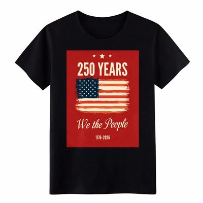 Vintage 250 Years We The People USA Flag T-Shirt 1776-2026 Patriotic Graphic Tee