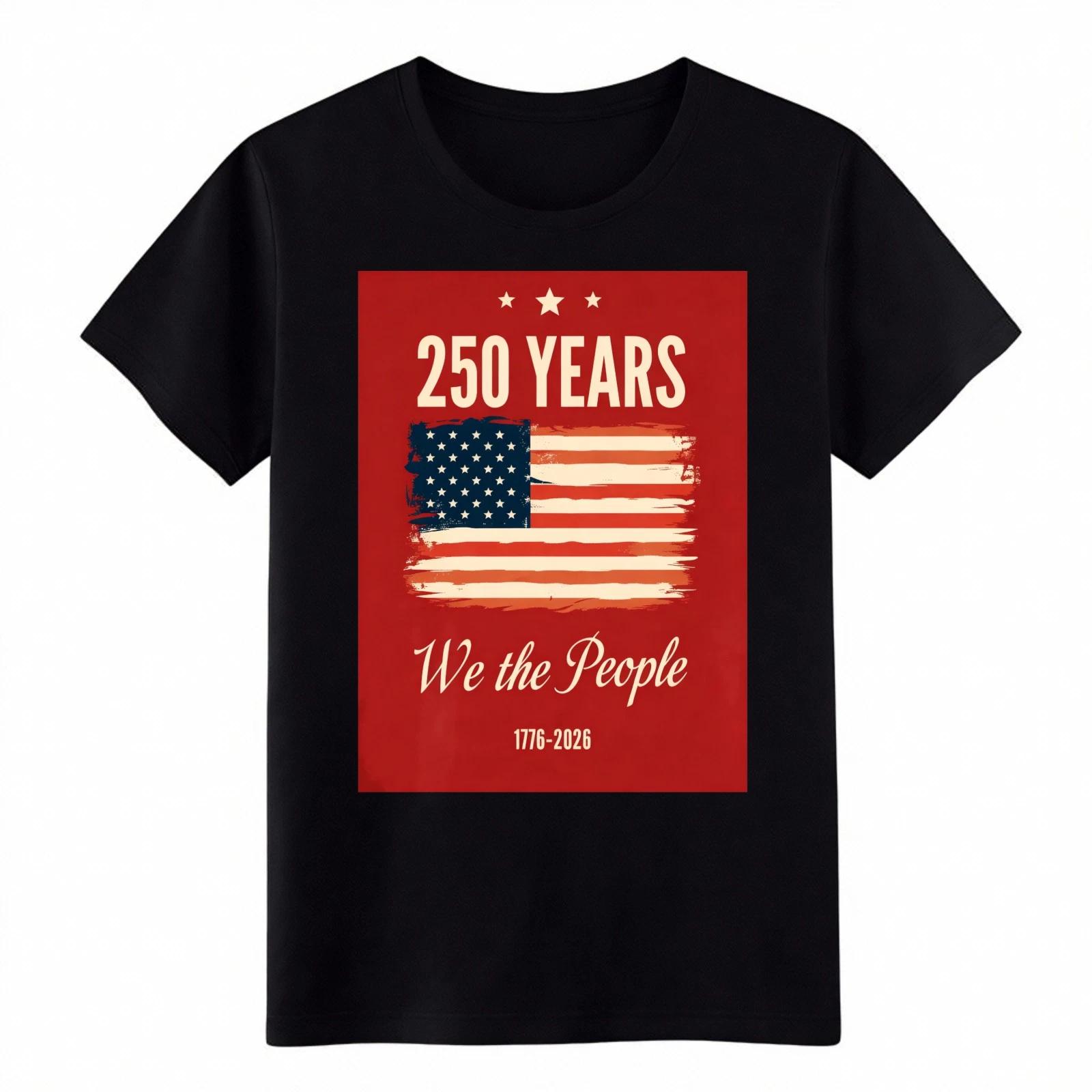 Vintage 250 Years We The People USA Flag T-Shirt 1776-2026 Patriotic Graphic Tee L