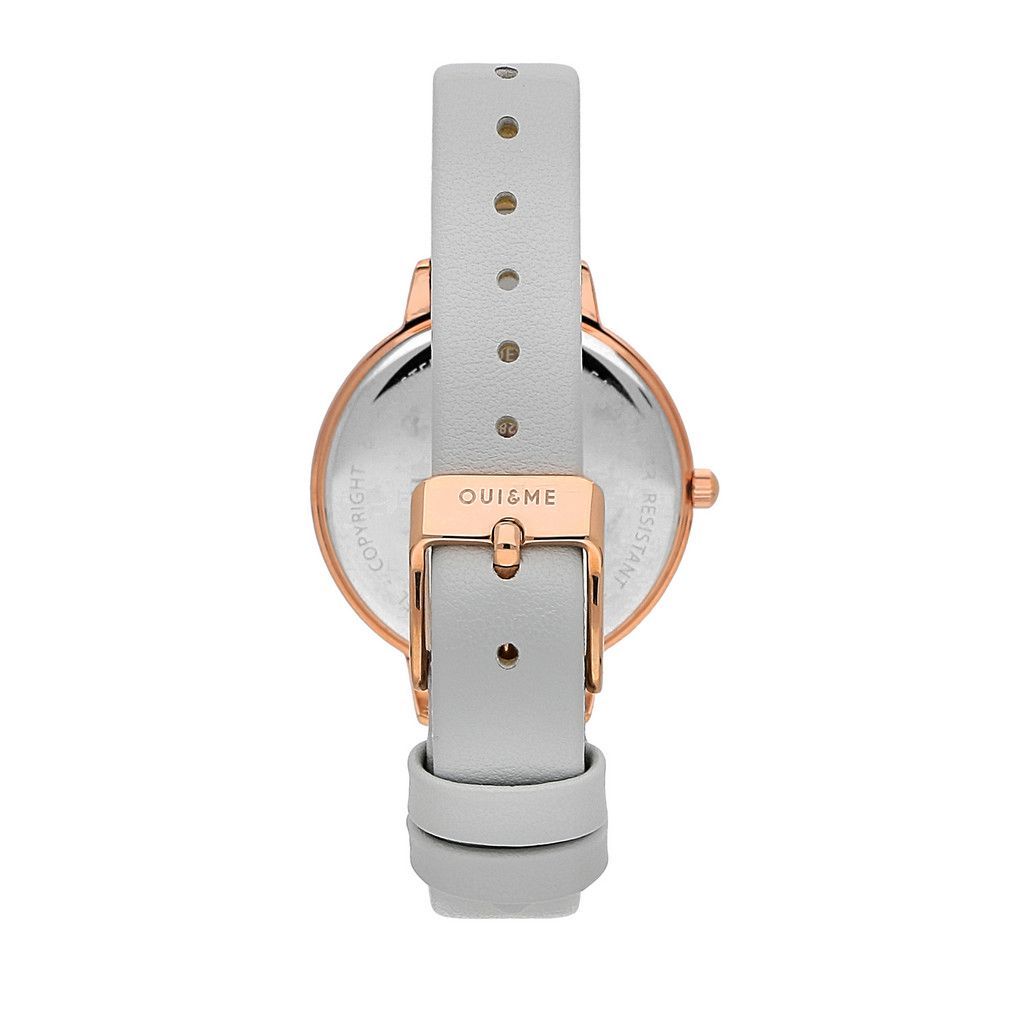 Oui & Me Amourette Kristallakzente Lederarmband Silbernes Zifferblatt Quarz ME010289 Damenuhr Mit Extra-Armband