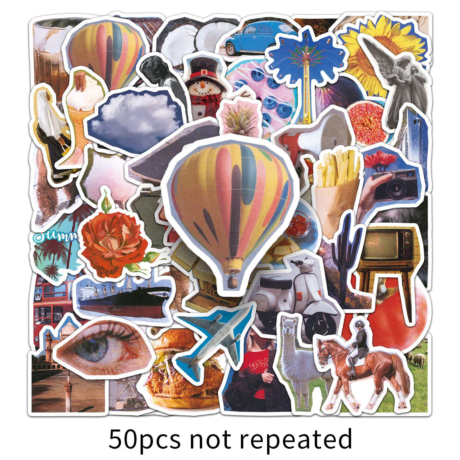 50pcs Trendy Retro INS Style Waterproof Stickers for Notebooks, Motorcycles, and Journals