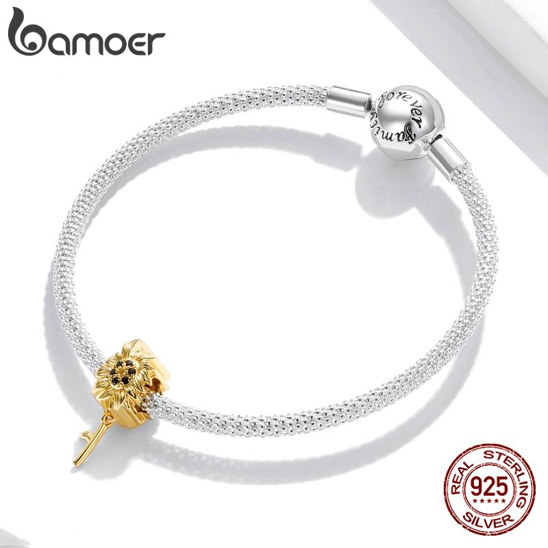 Bamoer din argint 925, zircon strălucitor, mărgele de floarea soarelui pentru brățări și coliere originale de 3 mm