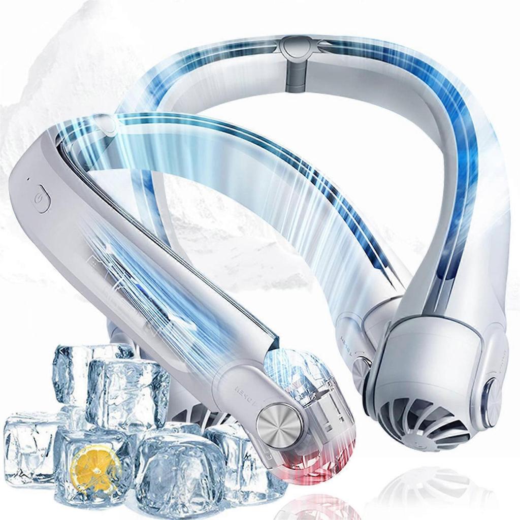 Mini Neck Fan Portable Bladeless USB Rechargeable Mute Sports Fans for Outdoor Ventilador Portatil Shaking Cooling Fan White