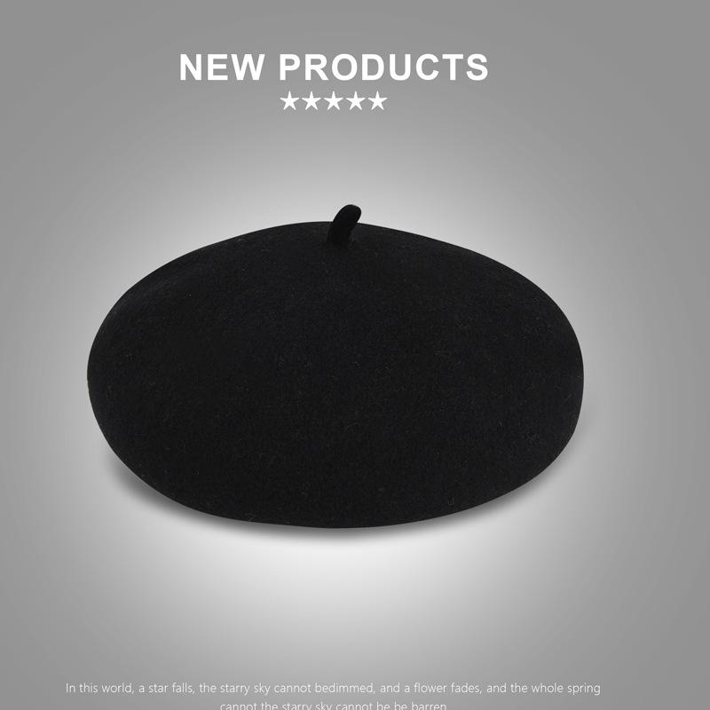 Wool Beret Women'S Autumn And Winter Warm British Retro Bud Japanese Versatile Painter Hat Literary Solid Color High Quality