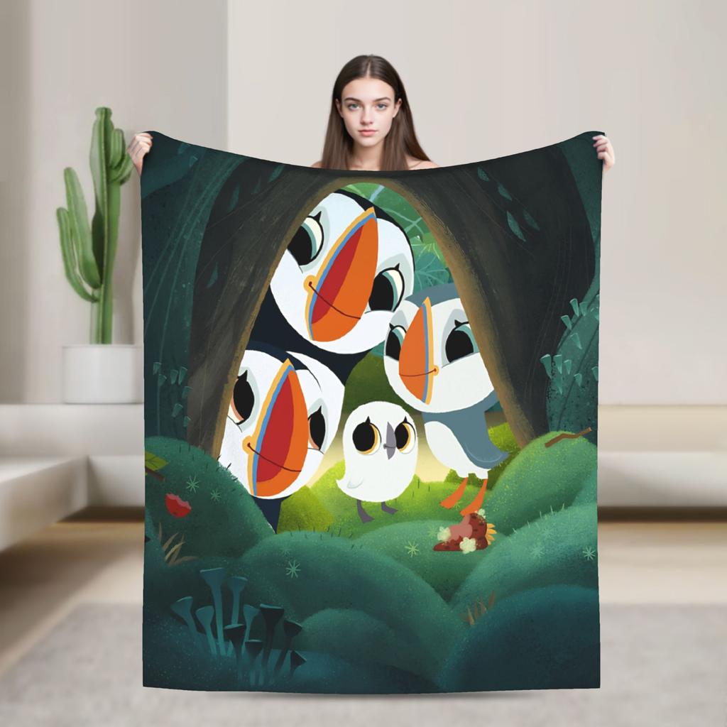 Puffins Rocks Plush Blankets Students Flannel Throw Blanket For Home Decor Soft Warm Design Quality Bedspread Birthday Present