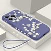 Shockproof Flower Print Phone Case For iPhone 16 Pro Max 15 Plus 14 13 Pro 12 Mini 11 Silicone Lanyard TPU Hard Slim Shell