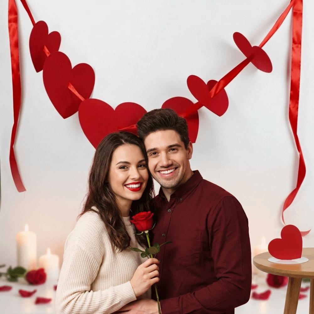 300cm Heart-Shaped Banner Reusable Valentine's Day Banner  Anniversary Celebration