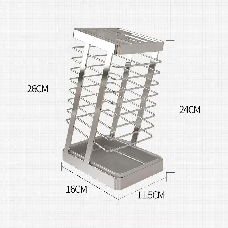 304 Steel Kitchen Knife Holder Countertop Home Use Restaurant Bar Chef Santoku Cleaver Storage Rack Knife Stand Organizer