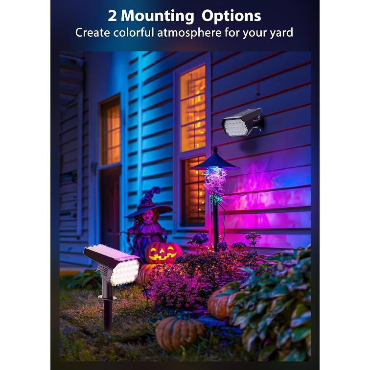 Brightown Solar Color Changing Lights Waterproof, Multicolor RGB Solar Spot Lights Outdoor with Remote Control, 3 Modes Solar Powered Outdoor Lights