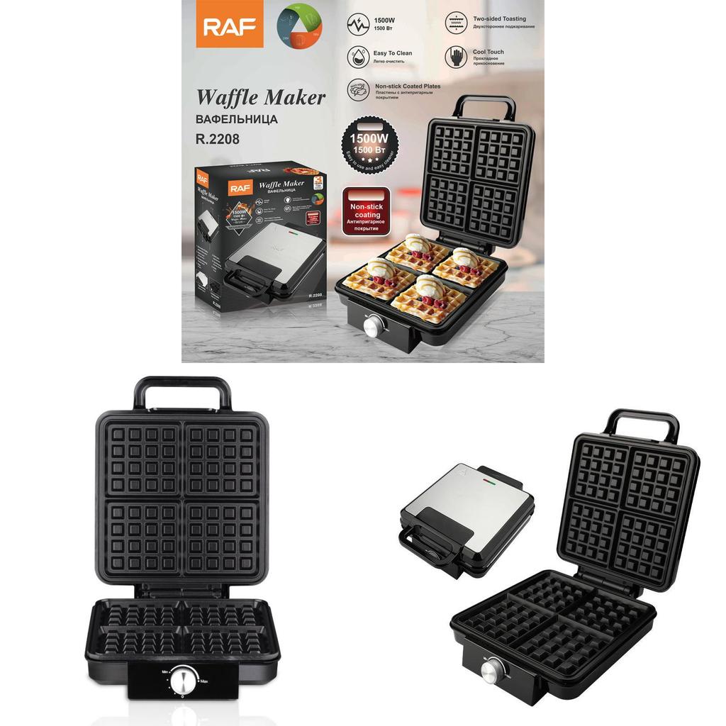 4-Scheiben Antihaft-Waffelautomat Doppelseitige Heizung Temperaturregelung Pfannkuchen Eierkuchen Backmaschine
