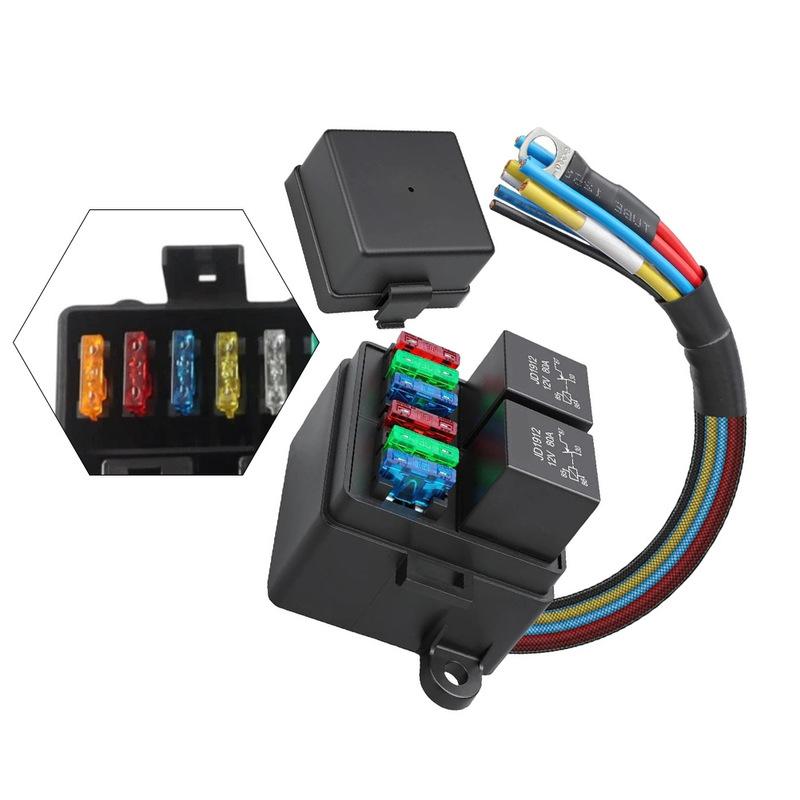 1pc 12V 6-Way Car Fuse Box With Relay Boxes And Fuse Holder For Cars RV Ships Car Fuse Box Automobiles Parts Accessories