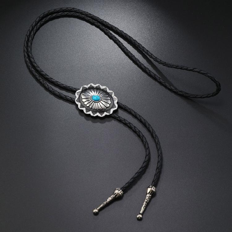 3 st PU Bolotie för Män Graverad Turkos Bolotie Halsband Krage Hänge Western Bolotie för Skjorta Rodeos Halsband