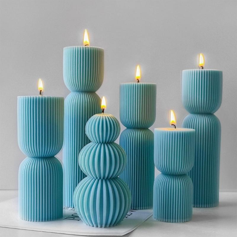 Artistic Striped Roman Column Silicone Mould For Handmade Candle Home Decoration And Craft Projects