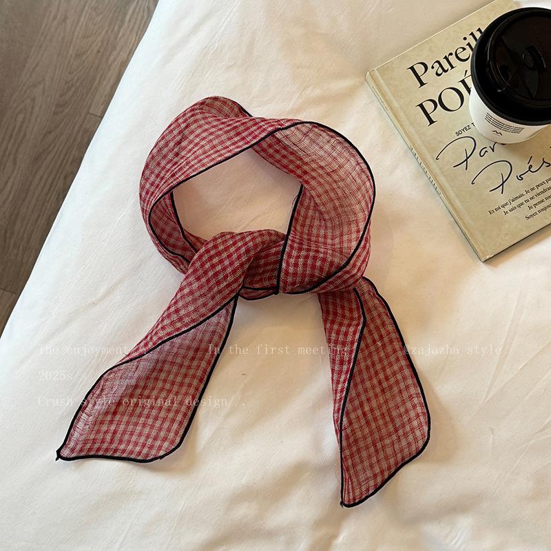 

Шарф в корейском стиле, ретро, клетчатый, льняной - Универсальный модный аксессуар для женщин