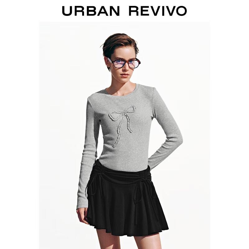 UR Women s 3D Bow Long Sleeve Slim Fit T-shirt S