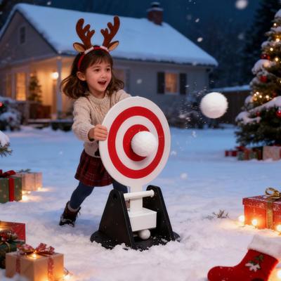 Snowball Automatic Reset Target Heavy Duty Auto Resetting Snowball Practice Target Winter Outdoor Backyard Snow Battle Snowball Throwing Game