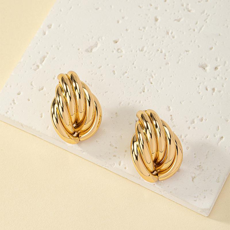 Korean Retro Minimalist Geometric Twist Stud Earrings for Women