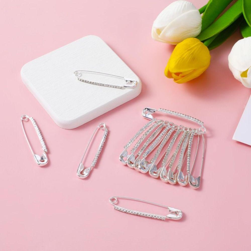 Korean Style Rhinestone Safety Pins Gold/Sliver Skirt Dresses Pins Pants Safety Pin  Decoration