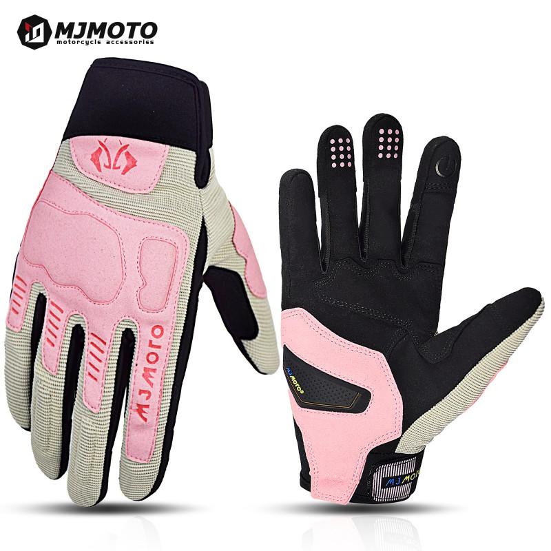 Pink Motorcycle Gloves Women Men Cycling Riding Touchscreen Compatible Breathable Short Style Small пастель красный