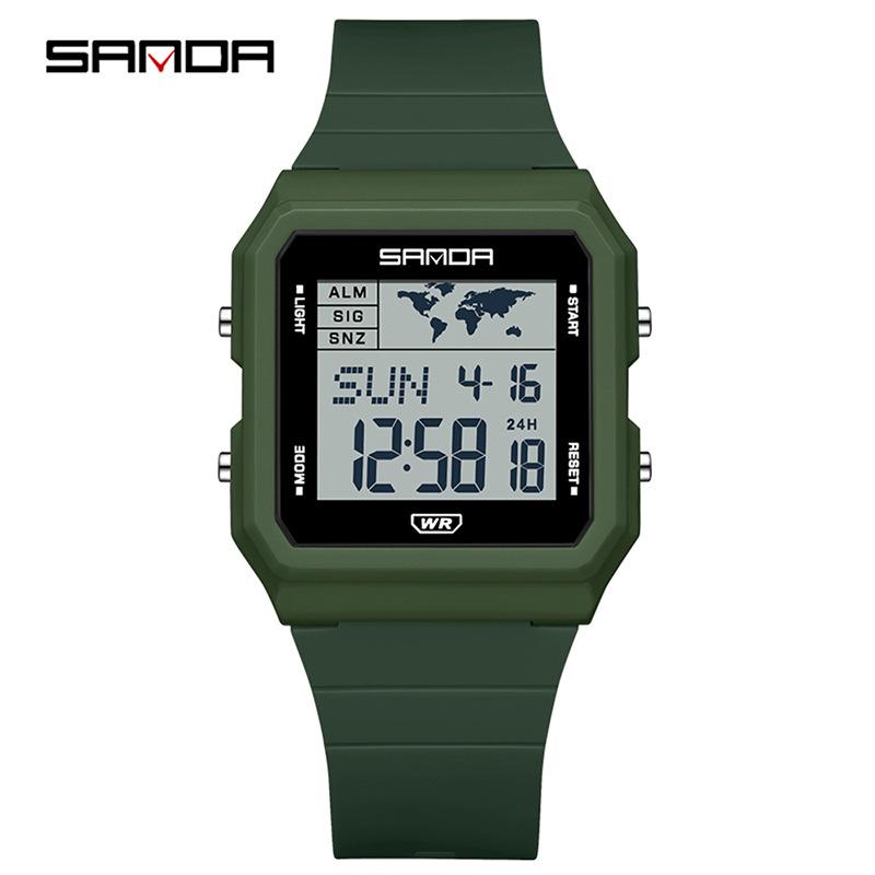 Sanda LCA Аналоговые Спортивные Водонепроницаемые Часы - Унисекс Квадратные Модные, Подходят для Студентов