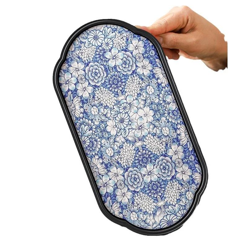 China-Chic Kung Fu Tea Table Rectangular Tray Small Household Begonia Ceramic Absorbent Dry Foam Tray