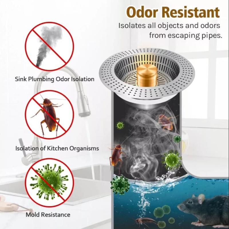 1Pcs Sink Drain Filter Bounce Core-Odor&Leak Prevention,Dishwashing Drain Filter,Anti-Clog Strainer
