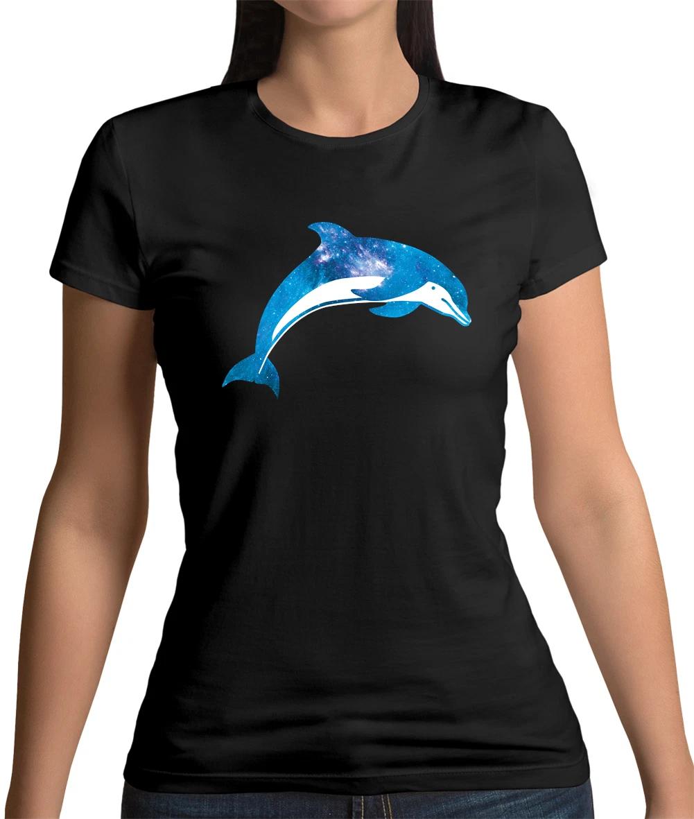 Space Dolphin Womens T-Shirt - Animal - Bottlenose - Striped - Gift XXL