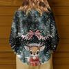 Damenmode Lässig Langarm Weihnachts Schneemann Druck V-Ausschnitt Oberteil