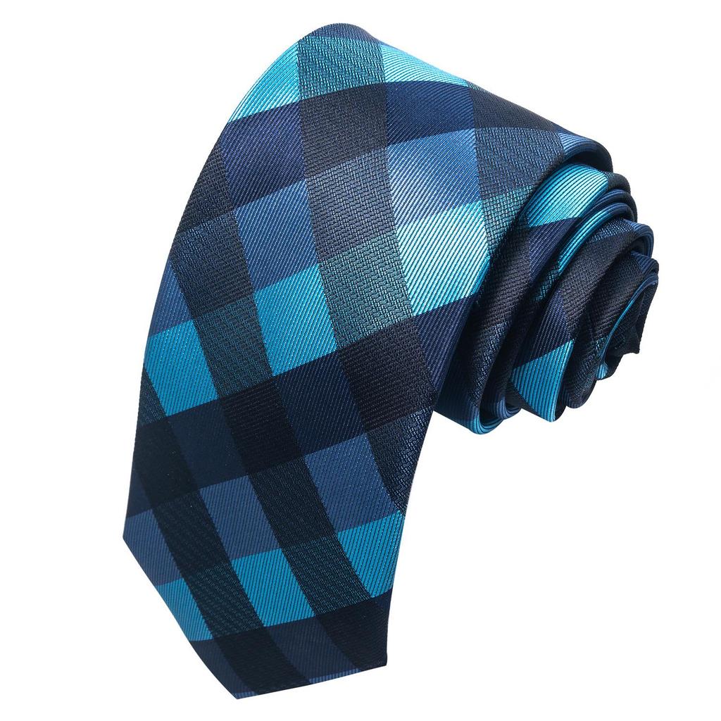 Spring/Summer Blue Series Men's Yarn-Dyed Jacquard Tie - British Style, Hand-Tied, Business Fashion