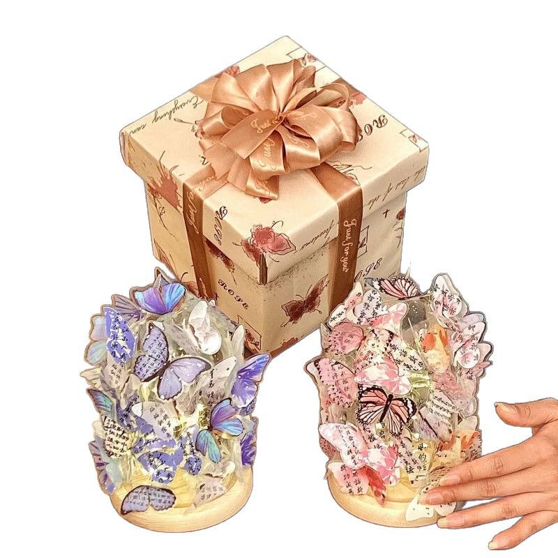 Romantic Qixi Butterfly Lamp Gift Set for Girls & Couples: Decor & Birthday Surprise