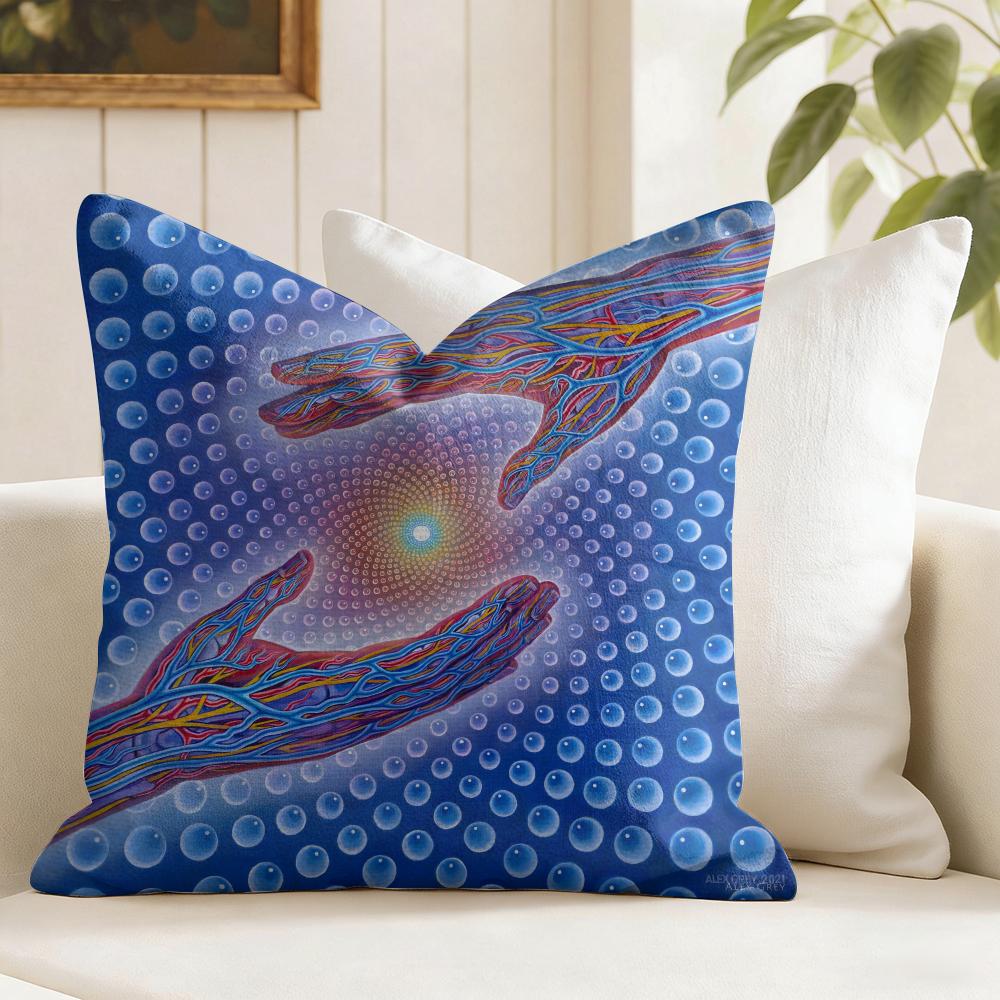 AAlex GGrey Trippy Psychedelic Cushion Cover Natural Linen Double Sided Print Throw Pillow Case for Sofa Couch Home Decor