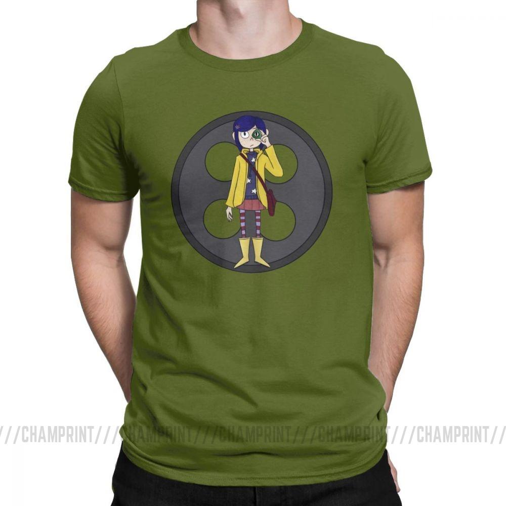 Coraline Men S T Shirts Coraline Button Eyes Leisure Cotton Short Sleeve Tees Crew Neck T