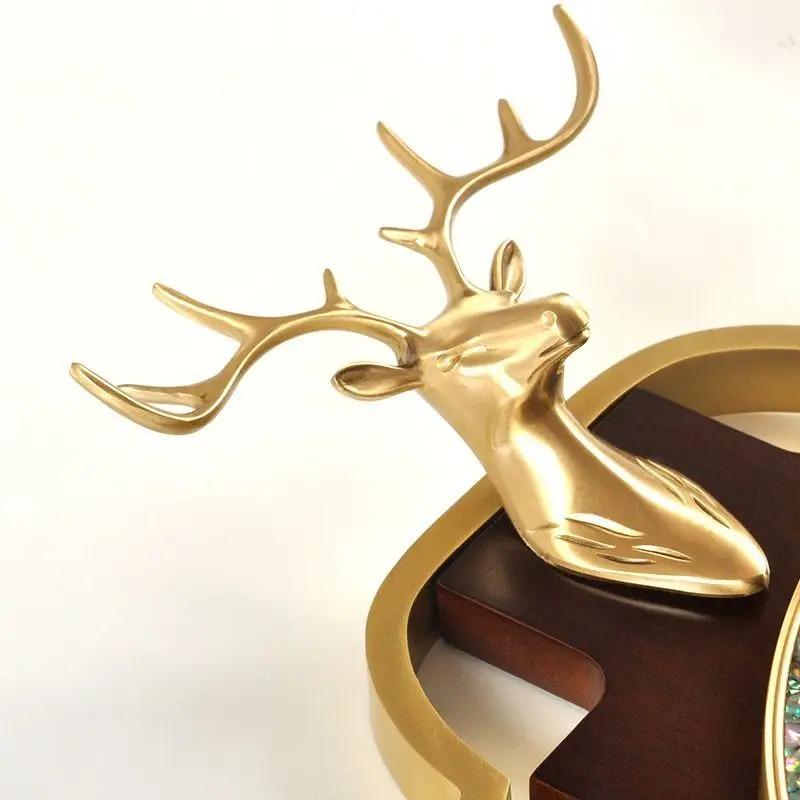 Wall Clock New Chinese Brass Living Room Home Solid Wood Luxury Chinese Style Silent High-end Watches Home Decoration