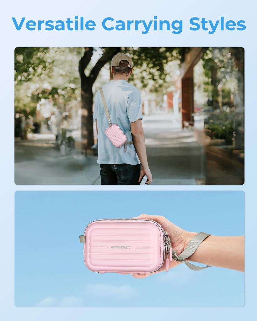 BAGSMART SLR Camera Bag, Compact, Waterproof Nylon Shoulder Case for Camera Storage, Stylish Everyday Bag, Pink
