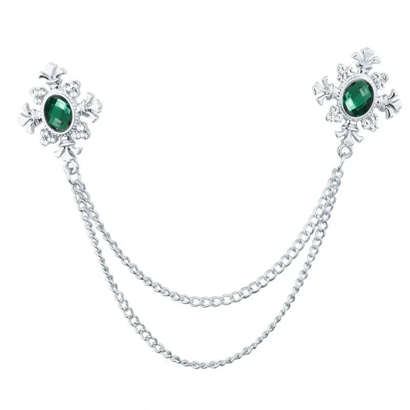Fashion Tassel Crystal Cross Chain Brooch Women's Shirt Collar Pins and Brooches Personality Lapel Pin Buckle Women Accessories