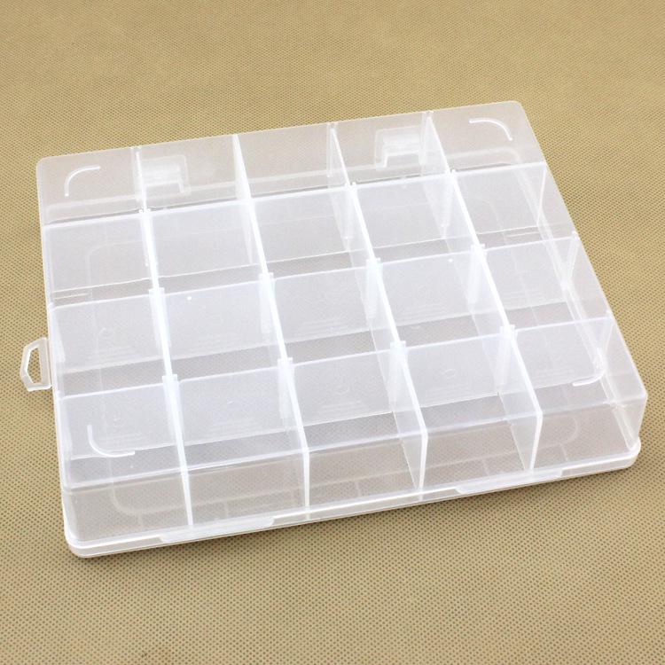 20-Grid Transparent Detachable Plastic Storage Box for Electronics and Jewelry
