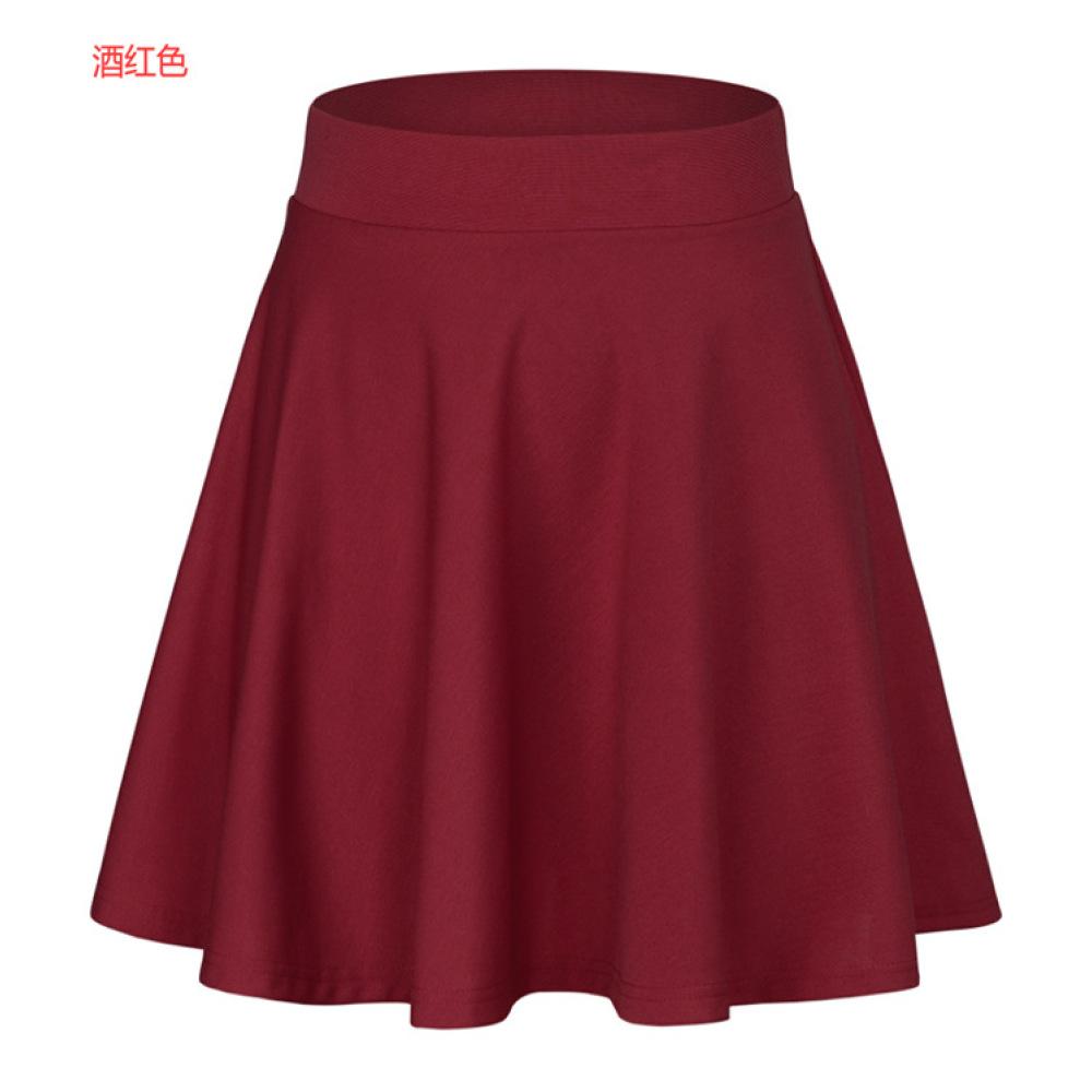 Dámská jednobarevná sportovní sukně letní sukně A-Line s vysokým pasem