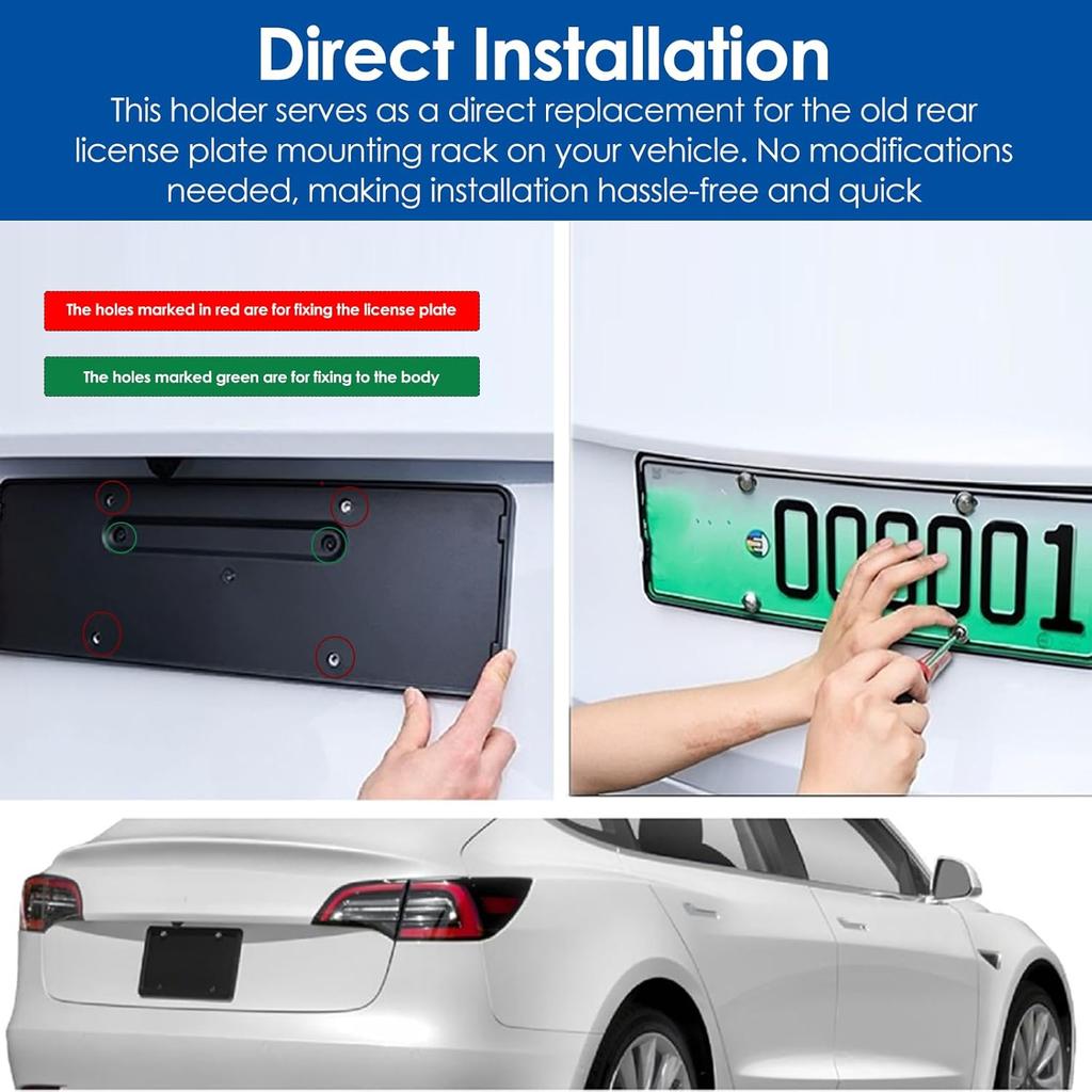 Rear License Plate for OE 1096844 00 B License Plate Frames Replacement Sturdy PP and EPDM Material, Car License Plate Holder Mounting Bracket for