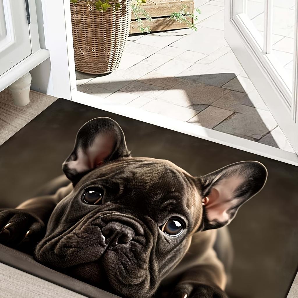 French Bulldog Puppy Print Doormat, Suitable for Bedroom, Kitchen, Dining Room, Bathroom, Slip-Resistant and Machine Washable