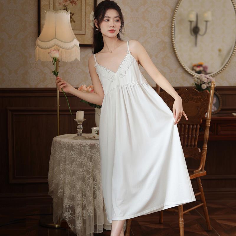 Women's Summer Lace Nightgown with Chest Pad - Wearable As Homewear or Dress