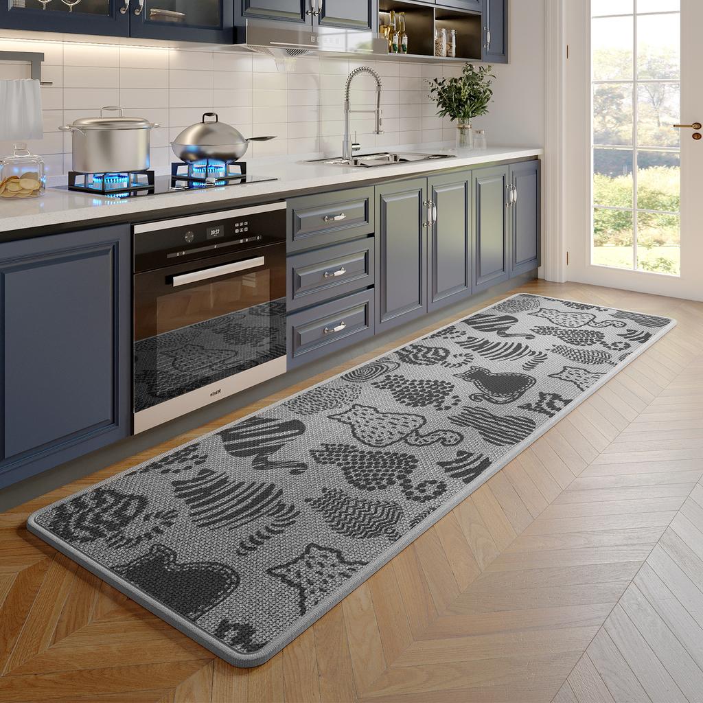Non-Slip Kitchen Rug Super Absorbent, Woven Printed Stain-Resistant Floor Mat Doormat, Rubber Backing Long Mats for Kitchen