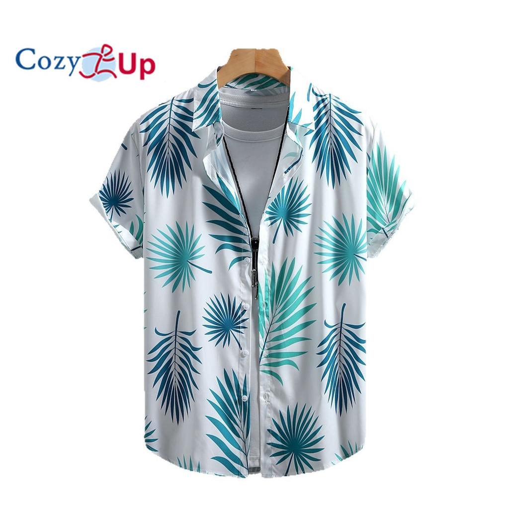 Hawaiian Vacation Men's Light Green Palm Leaf Shirt for Men's Short Sleeved Shirt for Men Shirt Summer 2025 New Arrival