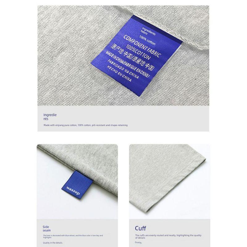 Wassup Heods Summer National Trend Brand Letter Print Street Style Loose Round Neck Heavyweight Couple Short-Sleeve T-Shirt for Men