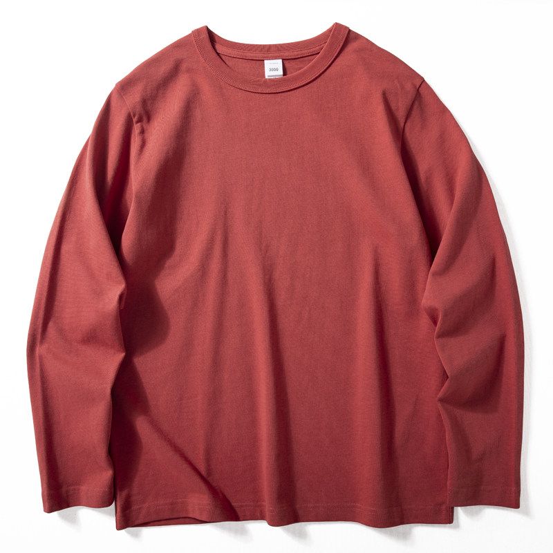 T-Shirt for Men, American Style 300g Heavyweight Pure Cotton Spring and Autumn Base Shirt, Simple and Versatile Round Neck Pullover Men's Top