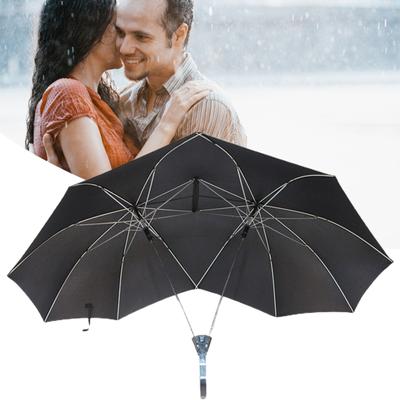 Umbrella Double Top Straight Pole Curved Handle Large Area Coverage Windproof Sun Protection Couple Umbrella Outdoor Supply