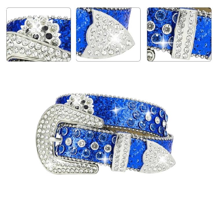 Rhinestones Studded Pin Buckle Belt for Adult Popular Sequined Belt All Matching Western Belt Glittering Belt for Dance