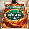 Custom Name New York Jets Flannel Blanket, High quality Comfortable for All Seasons, Home Decor, Warmth and Comfort