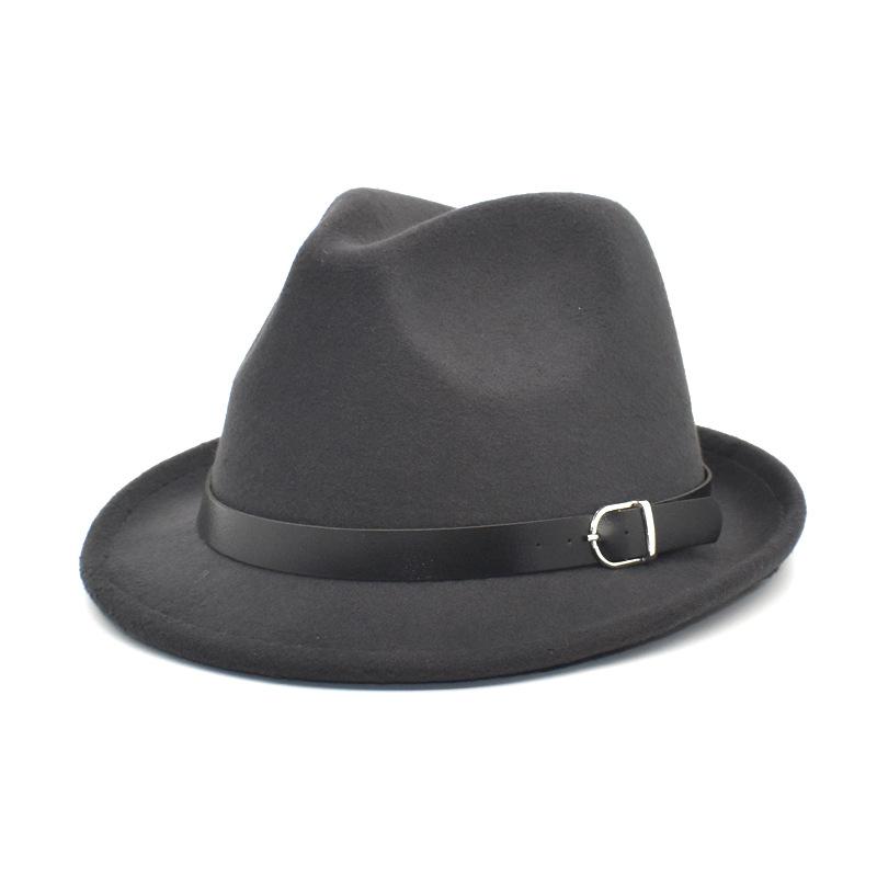 European Classical Felt Fedoras Hat for Men Women Cowboy Trilby Cap Homburg Church Jazz Hat with Belt